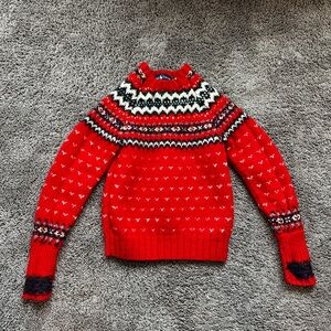 Vintage Ralph Lauren Red Patterned Women's Sweater